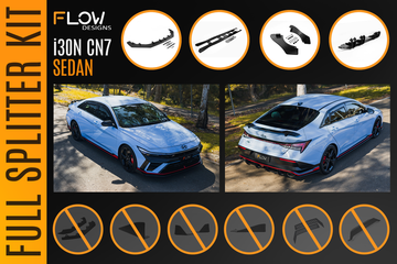 FLOW Designs  CN7 V2 Elantra N Sedan Facelift V2 - 2024 Full Lip Splitter Set - MODE Auto Concepts
