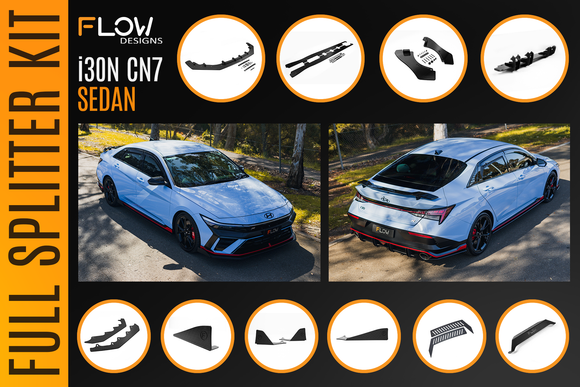 FLOW Designs  CN7 V2 Elantra N Sedan Facelift V2 - 2024 Full Lip Splitter Set - MODE Auto Concepts