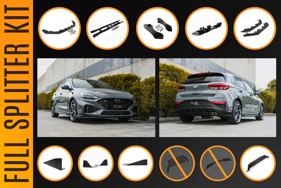 FLOW Designs  i30N-Line Hatch PDe.V6 FL 2024+ Full Lip Splitter Set - MODE Auto Concepts