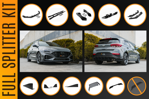 FLOW Designs  i30N-Line Hatch PDe.V6 FL 2024+ Full Lip Splitter Set - MODE Auto Concepts