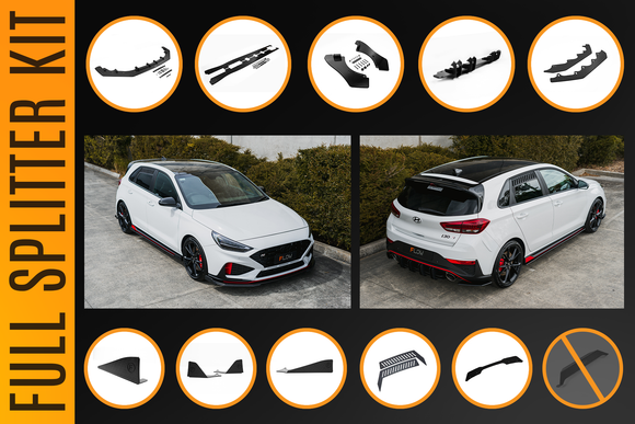 FLOW Designs  i30N Hatch PDE V6 FL2 2025 Full Lip Splitter Set - MODE Auto Concepts