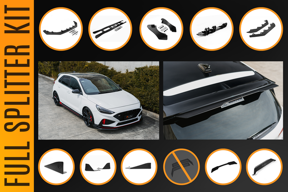 FLOW Designs  i30N Hatch PDE V6 FL2 2025 Full Lip Splitter Set - MODE Auto Concepts