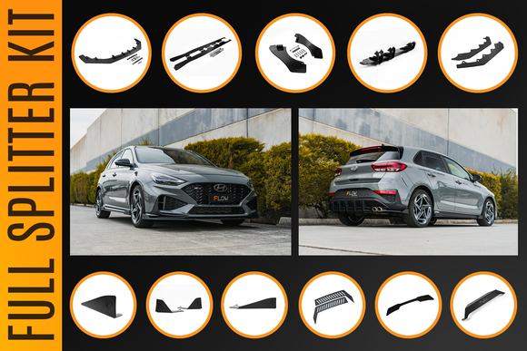 FLOW Designs  i30N-Line Hatch PDe.V6 FL 2024+ Full Lip Splitter Set - MODE Auto Concepts