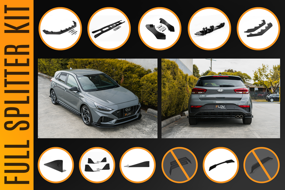 FLOW Designs  i30N-Line Hatch PDe.V6 FL 2024+ Full Lip Splitter Set - MODE Auto Concepts