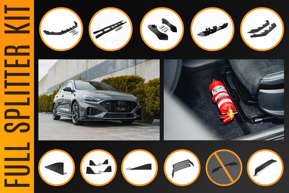 FLOW Designs  i30N-Line Hatch PDe.V6 FL 2024+ Full Lip Splitter Set - MODE Auto Concepts