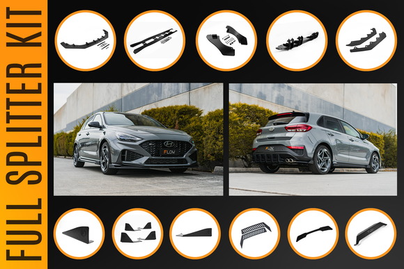 FLOW Designs  i30N-Line Hatch PDe.V6 FL 2024+ Full Lip Splitter Set - MODE Auto Concepts