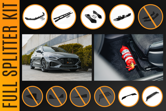 FLOW Designs  i30N-Line Hatch PDe.V6 FL 2024+ Full Lip Splitter Set - MODE Auto Concepts