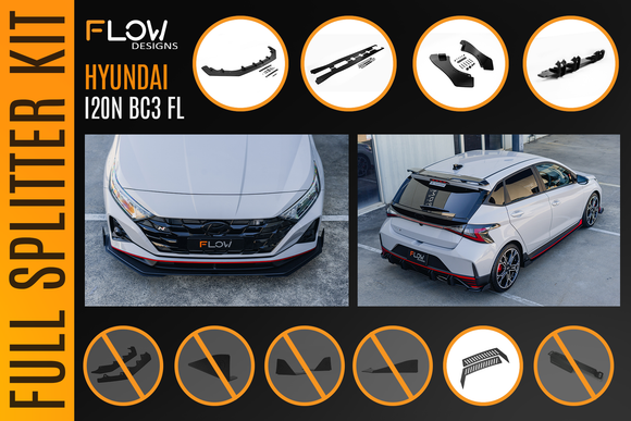 FLOW Designs  i20 N BC3 Facelift - Full Lip Splitter Set - MODE Auto Concepts