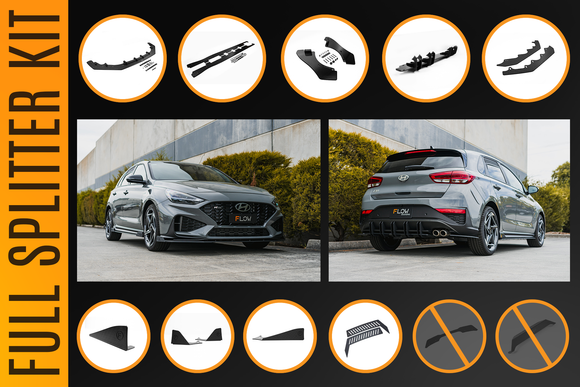 FLOW Designs  i30N-Line Hatch PDe.V6 FL 2024+ Full Lip Splitter Set - MODE Auto Concepts