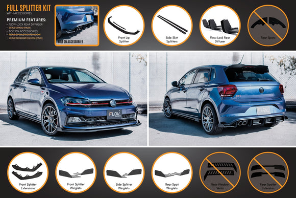 FLOW Designs  AW Polo GTI Full Splitter Set - MODE Auto Concepts