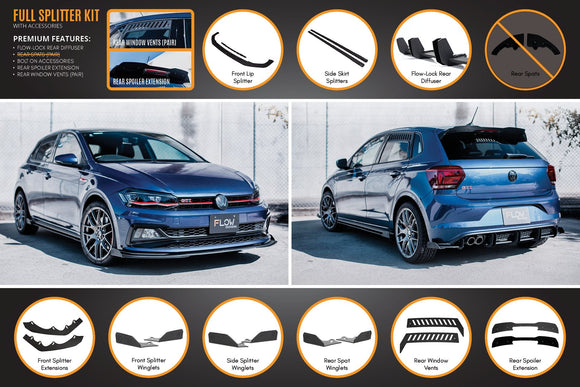 FLOW Designs  AW Polo GTI Full Splitter Set - MODE Auto Concepts