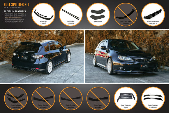 FLOW Designs  Impreza WRX/RS G3 Hatch PFL Full Lip Splitter Set - MODE Auto Concepts