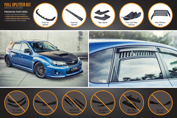 FLOW Designs  Impreza WRX / STI G3 Hatch (FL) Full Lip Splitter Set - MODE Auto Concepts