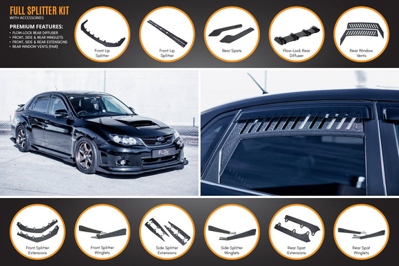 FLOW Designs  Impreza WRX / STI G3 Sedan FL Full Lip Splitter Set - MODE Auto Concepts