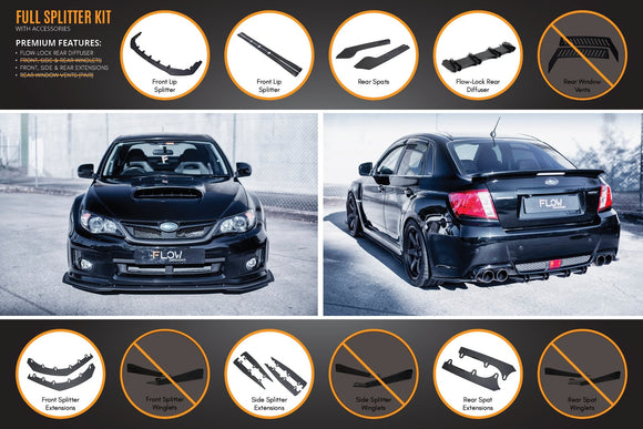 FLOW Designs  Impreza WRX / STI G3 Sedan FL Full Lip Splitter Set - MODE Auto Concepts