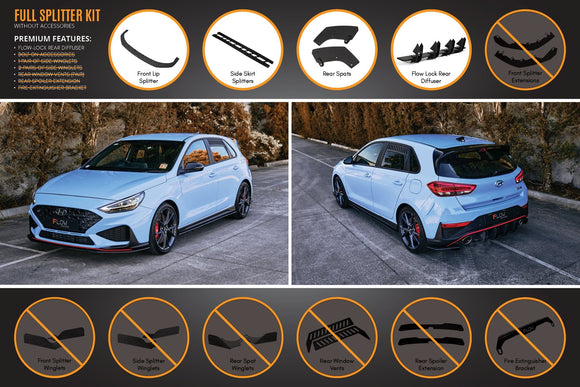 FLOW Designs  i30N Hatch PD FL 2021 Full Lip Splitter Set - MODE Auto Concepts