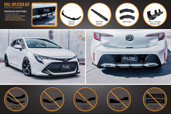 FLOW Designs  Corolla MZEA12R/ZWE211R 2018-2022 Full Lip Splitter Set - MODE Auto Concepts