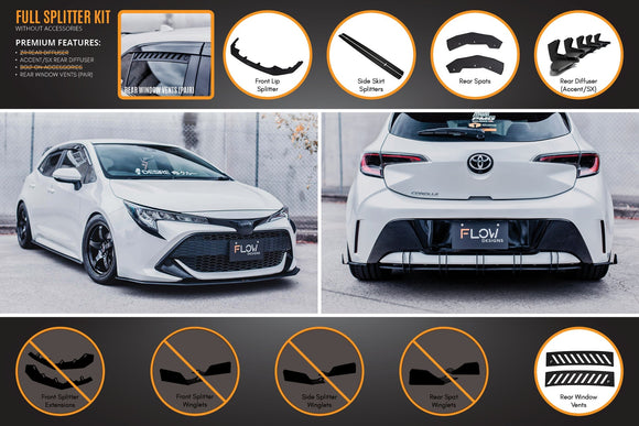 FLOW Designs  Corolla MZEA12R/ZWE211R 2018-2022 Full Lip Splitter Set - MODE Auto Concepts