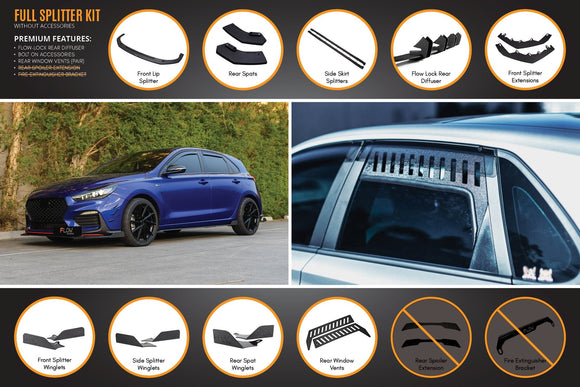 FLOW Designs  i30 N Line Hatch PD (2018-Current) Full Splitter Lip Set - MODE Auto Concepts