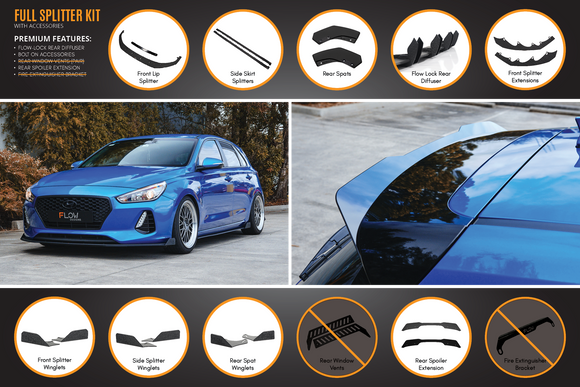 FLOW Designs  i30 SR Hatch (2017-2018) Full Lip Splitter Set - MODE Auto Concepts