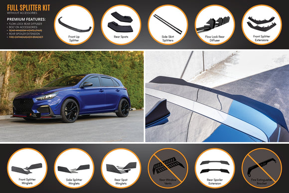 FLOW Designs  i30 N Line Hatch PD (2018-Current) Full Splitter Lip Set - MODE Auto Concepts