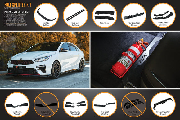 FLOW Designs  Cerato GT Sedan PFL Full Lip Splitter Set - MODE Auto Concepts