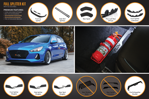 FLOW Designs  i30 SR Hatch (2017-2018) Full Lip Splitter Set - MODE Auto Concepts