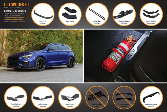 FLOW Designs  i30 N Line Hatch PD (2018-Current) Full Splitter Lip Set - MODE Auto Concepts