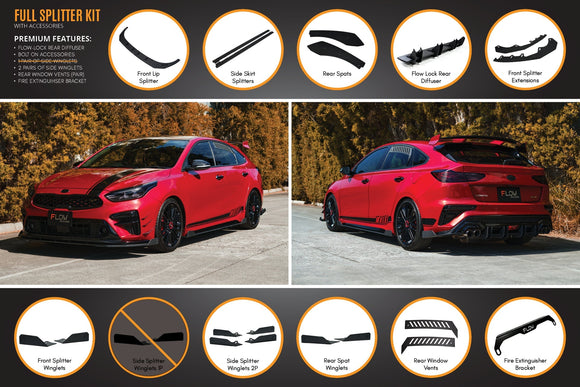 FLOW Designs  Cerato GT Hatch PFL Full Lip Splitter Set - MODE Auto Concepts
