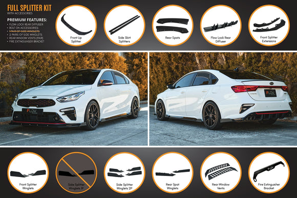 FLOW Designs  Cerato GT Sedan PFL Full Lip Splitter Set - MODE Auto Concepts