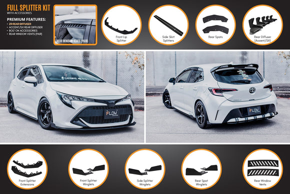 FLOW Designs  Corolla MZEA12R/ZWE211R 2018-2022 Full Lip Splitter Set - MODE Auto Concepts