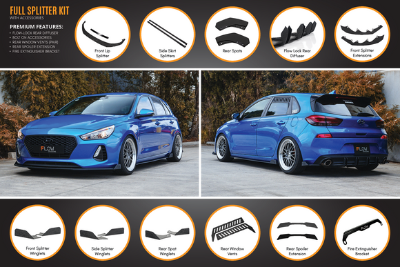 FLOW Designs  i30 SR Hatch (2017-2018) Full Lip Splitter Set - MODE Auto Concepts