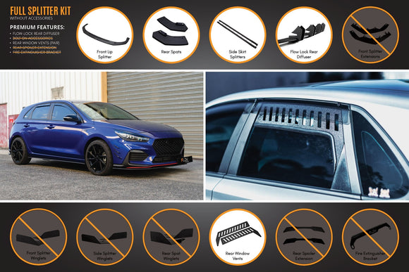 FLOW Designs  i30 N Line Hatch PD (2018-Current) Full Splitter Lip Set - MODE Auto Concepts