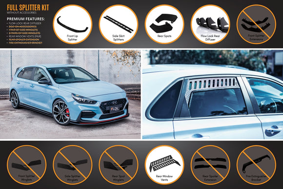 FLOW Designs  i30N Hatch PD (2018-2020) Full Lip Splitter Set - MODE Auto Concepts