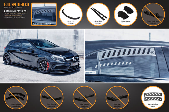 FLOW Designs  A45 AMG W176 (PFL) Full Lip Splitter Set - MODE Auto Concepts
