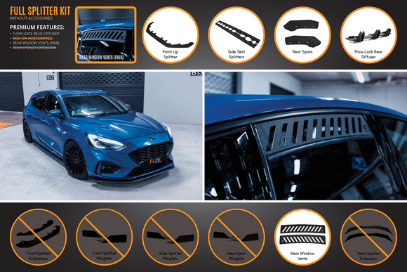 FLOW Designs  MK4 Focus ST-Line Full Lip Splitter Set - MODE Auto Concepts