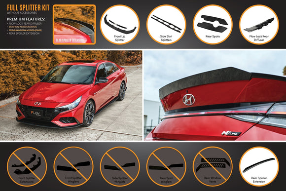 FLOW Designs  CN7 Elantra N Line Sedan 2020 Full Lip Splitter Set - MODE Auto Concepts