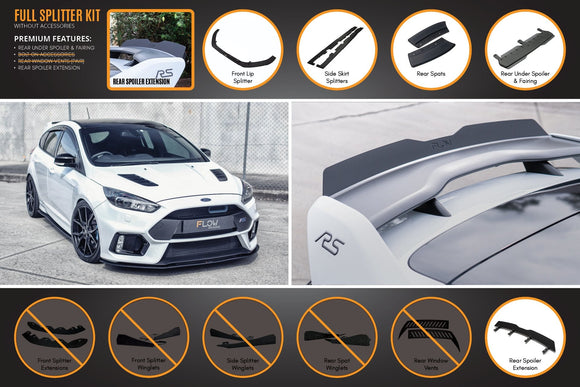 FLOW Designs  MK3 Focus RS Full Lip Splitter Set - MODE Auto Concepts