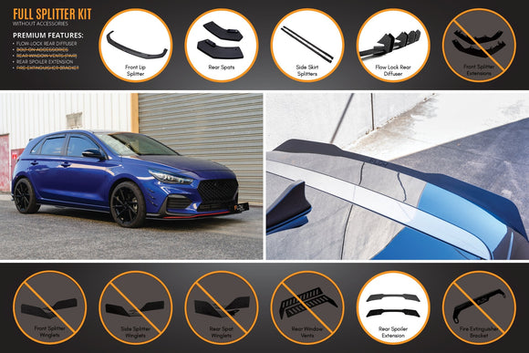 FLOW Designs  i30 N Line Hatch PD (2018-Current) Full Splitter Lip Set - MODE Auto Concepts