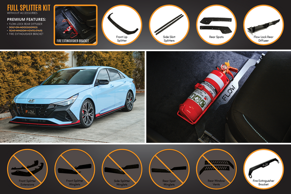 FLOW Designs  CN7 i30N Sedan 2021-2023 Full Lip Splitter Set - MODE Auto Concepts