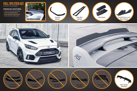 FLOW Designs  MK3 Focus RS Full Lip Splitter Set - MODE Auto Concepts