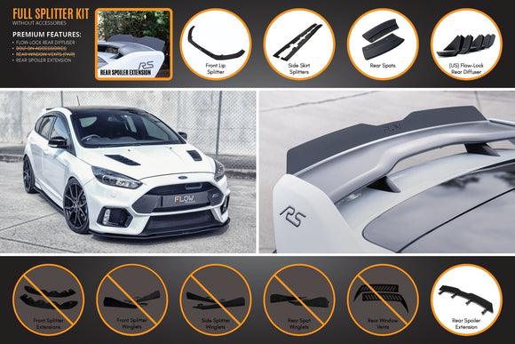 FLOW Designs  MK3 Focus RS Full Lip Splitter Set - MODE Auto Concepts