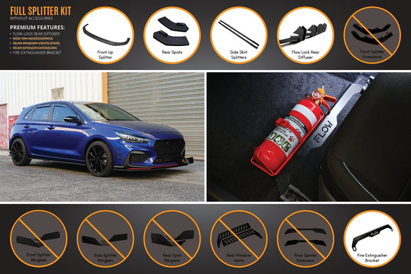 FLOW Designs  i30 N Line Hatch PD (2018-Current) Full Splitter Lip Set - MODE Auto Concepts