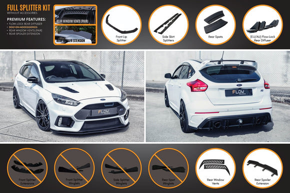 FLOW Designs  MK3 Focus RS Full Lip Splitter Set - MODE Auto Concepts