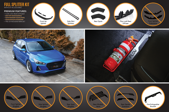 FLOW Designs  i30 SR Hatch (2017-2018) Full Lip Splitter Set - MODE Auto Concepts