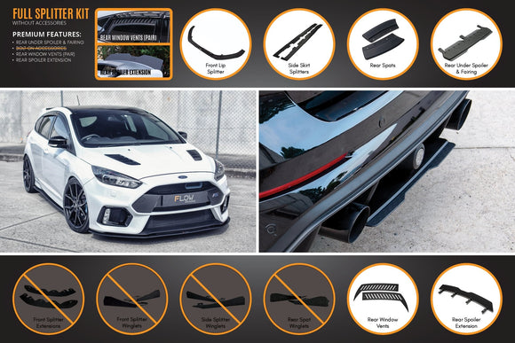 FLOW Designs  MK3 Focus RS Full Lip Splitter Set - MODE Auto Concepts