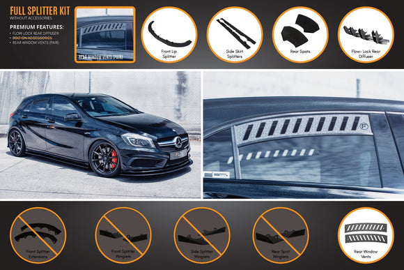 FLOW Designs  A45 AMG W176 (PFL) Full Lip Splitter Set - MODE Auto Concepts