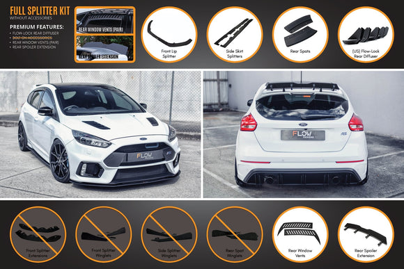 FLOW Designs  MK3 Focus RS Full Lip Splitter Set - MODE Auto Concepts