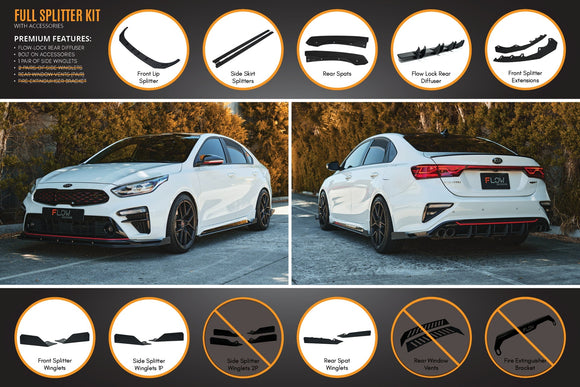 FLOW Designs  Cerato GT Sedan PFL Full Lip Splitter Set - MODE Auto Concepts