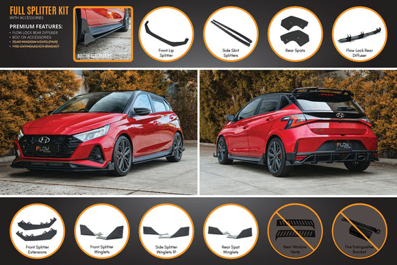 FLOW Designs  i20 N BC3 Pre-Facelift Full Lip Splitter Set - MODE Auto Concepts